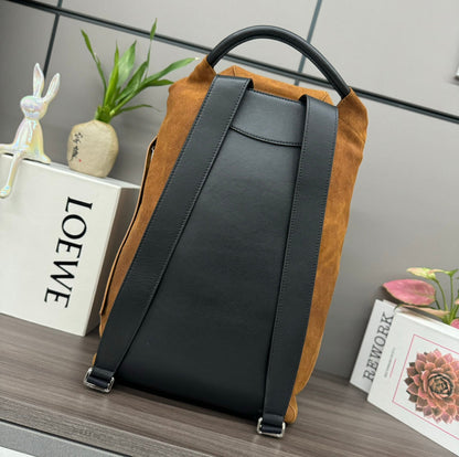 Loewe 2025 Flamenco Backpack 40cm Black Brown Leather Suede 274692