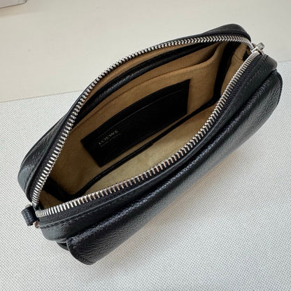 Loewe 2025 Small Pebble Messenger Bag Black Grained Calfskin 274592