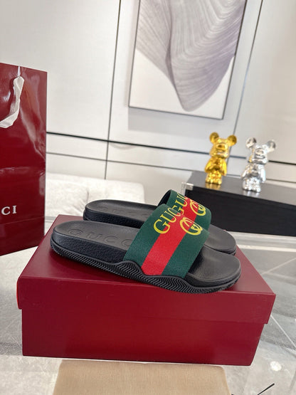 GC GG Slide Sandal Black Green Red Rubebr 292419