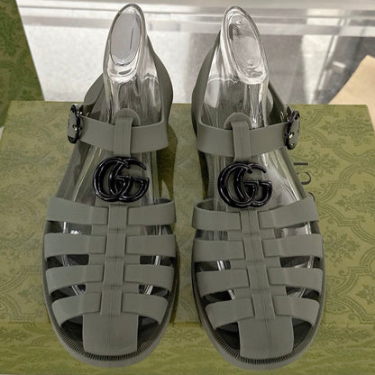 GC 25 Glossy Black Double G Sandal Dark Green Rubber 292426
