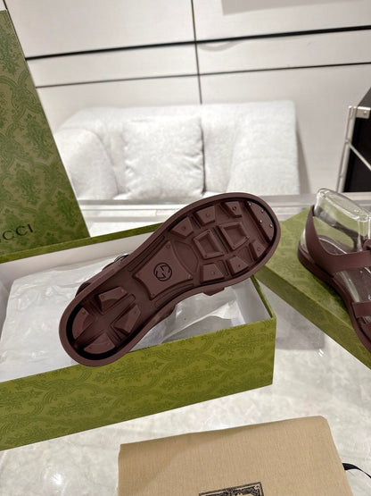 GC 25 Silver Double G Sandal Bordeaux Rubber 292435