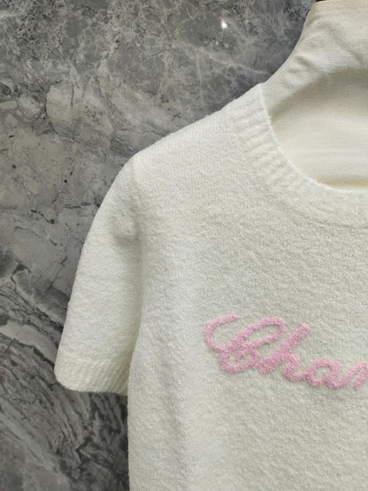 Chanel 2026 Short-Sleeve Shirt Cream Pink Wool