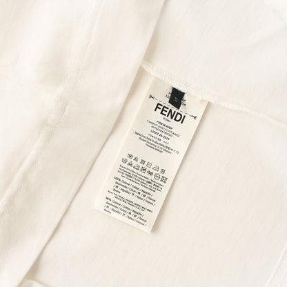Fendi 2026 Men's  Floral Embroidered T-Shirt Cream Pure Cotton 827722