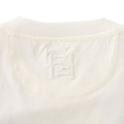 Fendi 2026 Men's  Floral Embroidered T-Shirt Cream Pure Cotton 827722