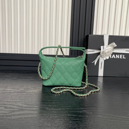 CC 25C Hobo Bag 21.5cm Top Handle Dark Green Grained Calfskin