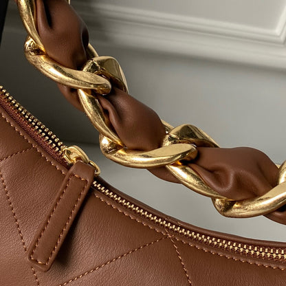 CC 2025 Hobo Bag Brown Calfskin Gold Hardware 298485