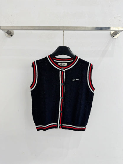 Miumiu 2026 Color-blocked Striped Knit Vest Wool Cashmere 179476