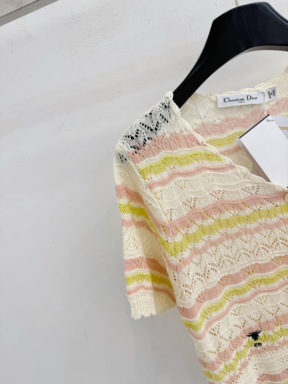 Dior 2026 Hollow-out Striped Knit Cardigan Wool 341209