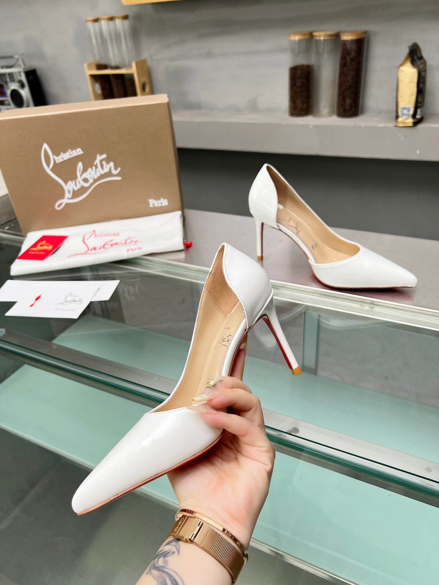 Cl Iriza 85mm Pumps Patent Leather White