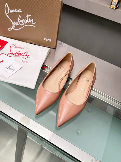 CL Kate Ballerina Flats Patent Leather Nude