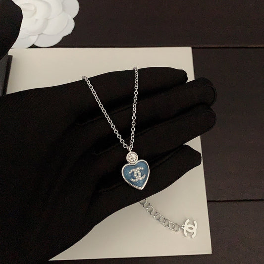 CC Vintage Heart Blue Sliver Necklaces