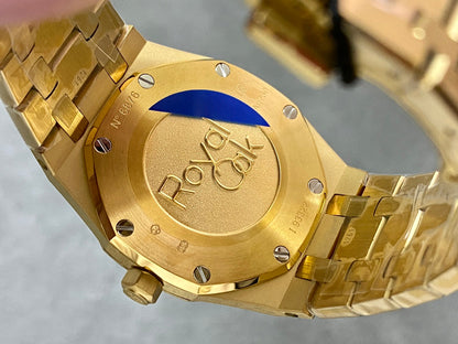 Audemars Piguet Royal Oak Lady 33mm Gold Case White Dial Diamond Bezel