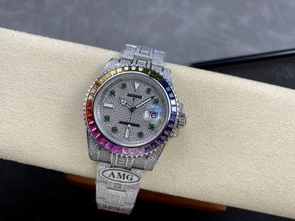 Rolex Submariner Date Rainbow Green Full Diamond