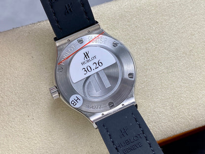 Hublot Classic Fusion Titanium Diamonds 33mm Watch Grey Leather Strap