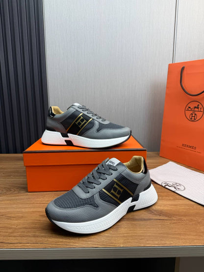 HM Men's Sneaker Grey Mesh Cowhide 519227