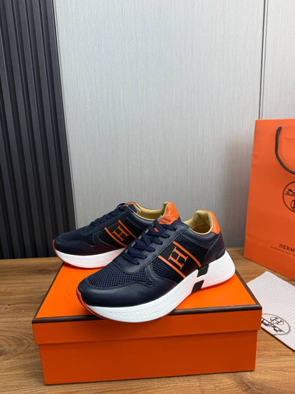 HM Men's Sneaker Navy Blue Mesh Cowhide 519228