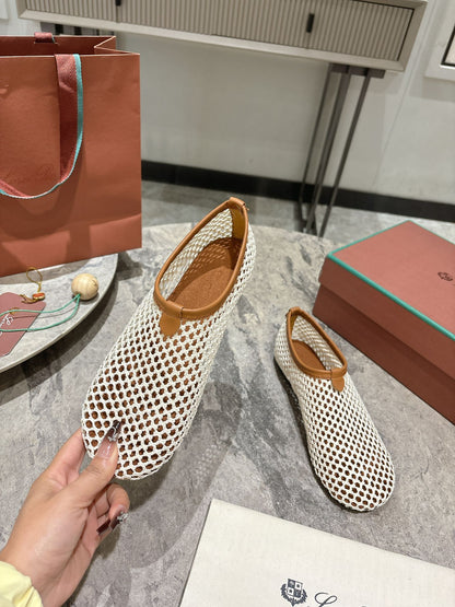 LP hollow knit ballet flats beige  original leather 379024