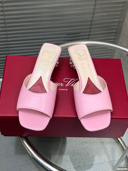 Viv Diamond Sole Mules Pink Cowhide 267690