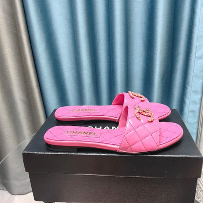mule sandal quilted dark pink calfskin