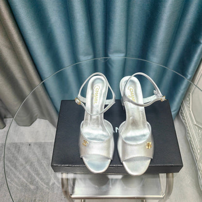 cc slingbacks sandal 85 silver metalic calfskin