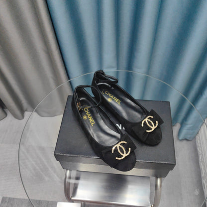 CC Mary Jane Black Bow Suede And Lambskin