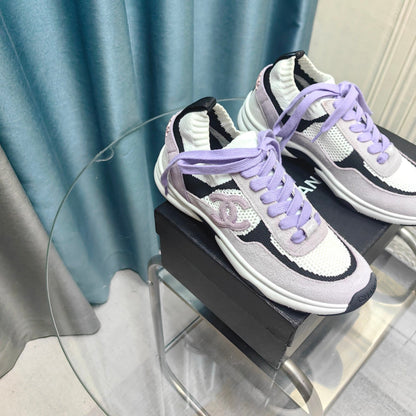 CC Sneaker White Light Purple Suede And Polyester Mesh Fabric