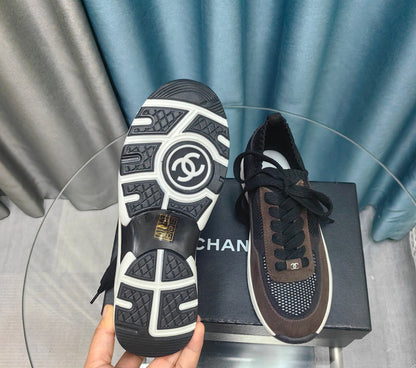 CC Sneaker Brown Black Suede And Polyester Mesh Fabric