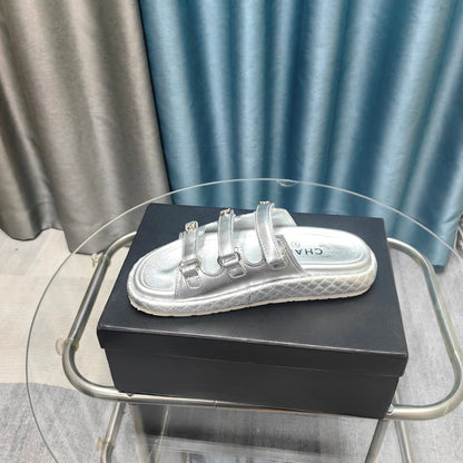 CC 25C Sandal Triple Straps Silver Calfskin