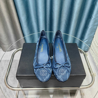 CC 25P Ballet Flat Blue Denim Flower