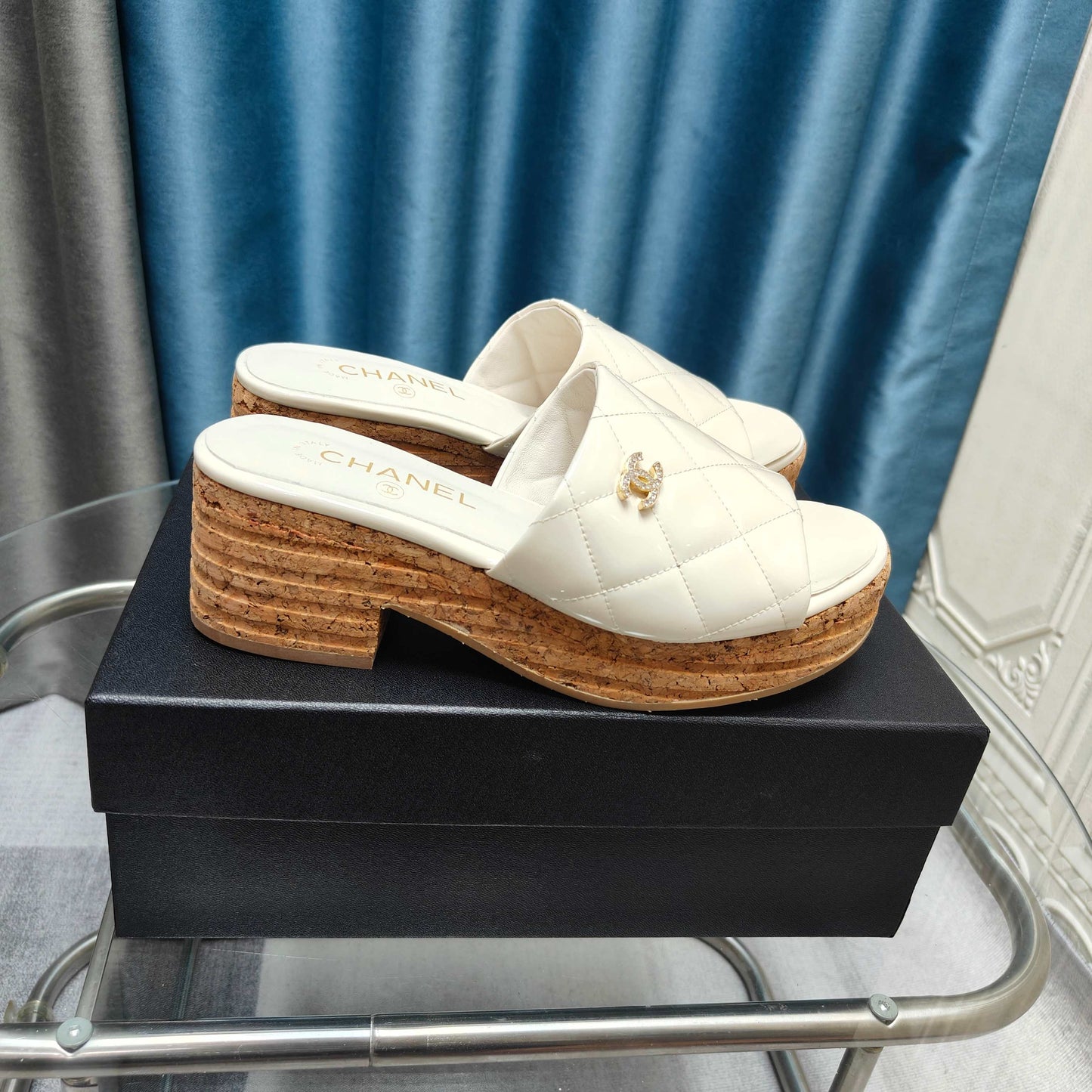 CC 25 Platform Sandal 10cm Patent Calfskin