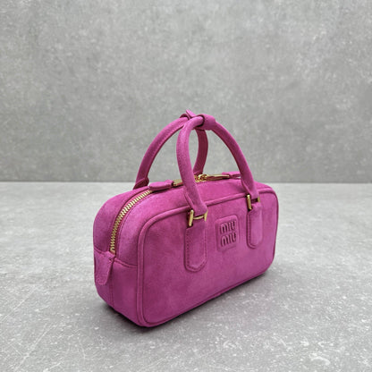 Miumiu 2026 Arcadie Top-Handle Bag Hot Pink Suede