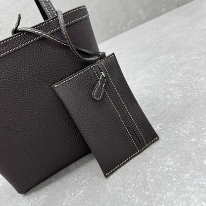 The Row 2025 Park Tote Stitch Bag Dark Brown 22cm Leather