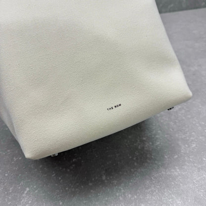 The Row 2025 Large N/S Park Tote Bag 43cm White Leather Canvas