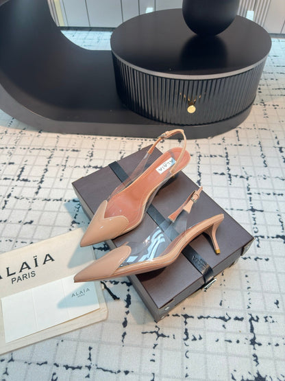 Alaia Heart 50mm Heels Slingbacks Nude Sheepskin 810205