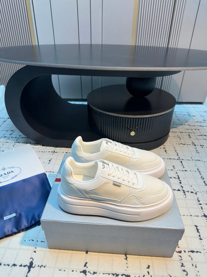 Prada 25s  Platform Sneakers White Cowhide 538421