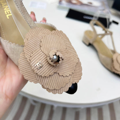 CC Pointed Toe Sandals Beige Suede