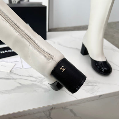 CC 25 high boots white black sheepskin 459457