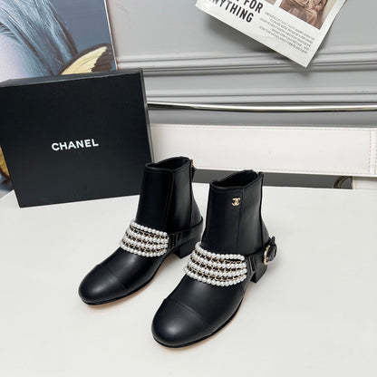 CC 25 latest low-top boots pearl black sheepskin 459472