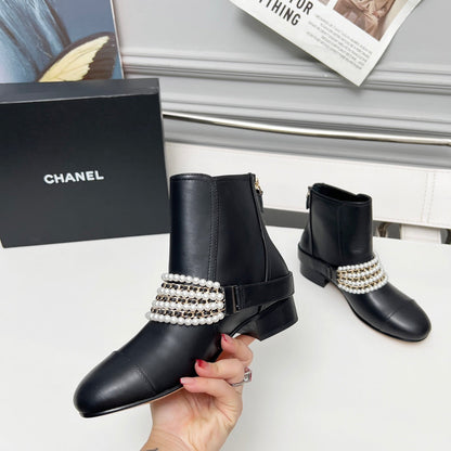 CC 25 latest low-top boots pearl black sheepskin 459472