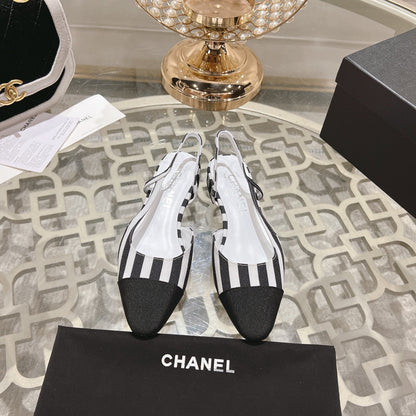 CC SLINGBACK IN WHITE MIX BLACK FABRIC