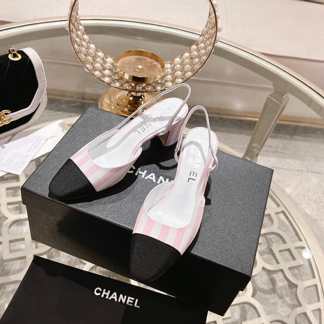 CC HIGH SLINGBACK IN WHITE MIX LIGHT PINK FABRIC