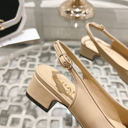 CC Slingbacks 35mm In Dark Beige Mix Black Lambskin 943268