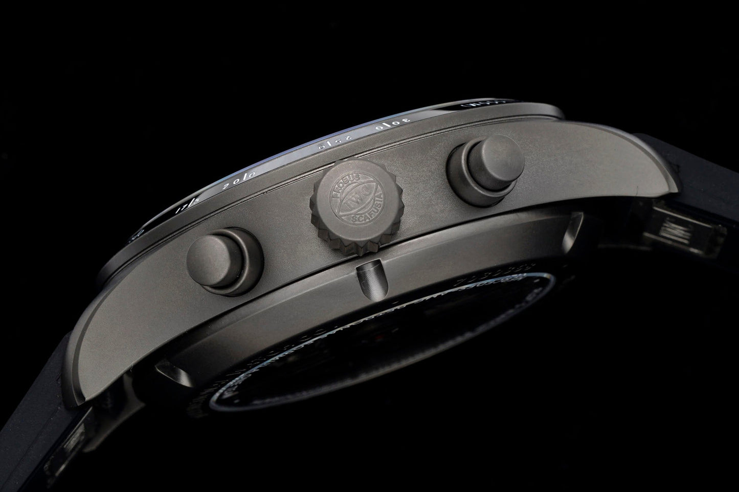 IWC Pilot 41mm Black Dial Silver Metallic Case Rubber Strap