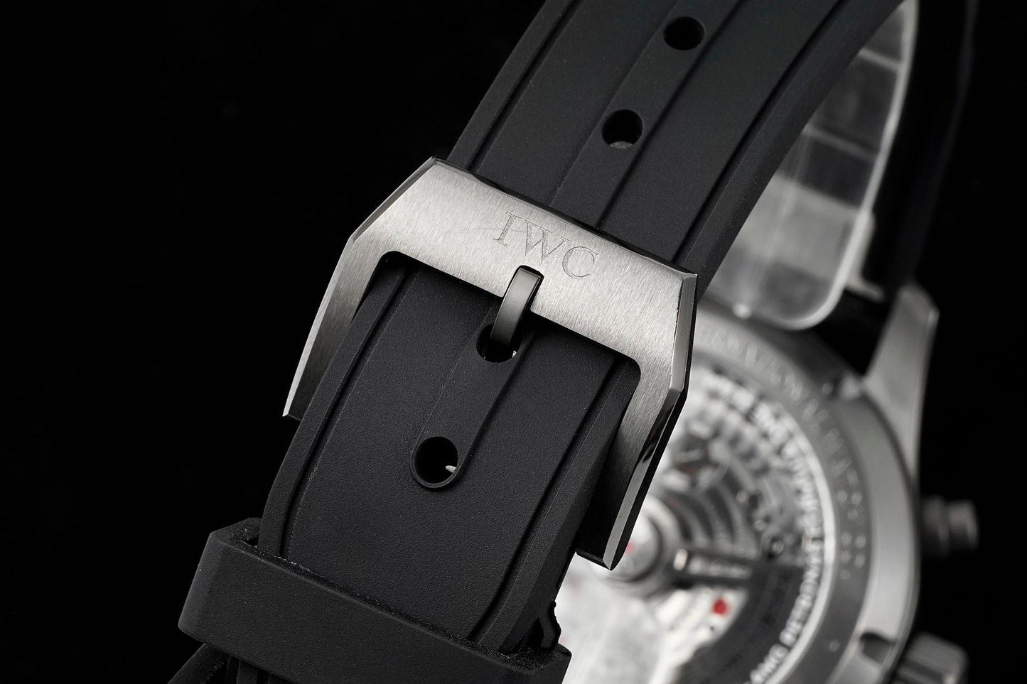 IWC Pilot 41mm Black Dial Silver Metallic Case Rubber Strap