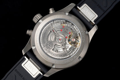 IWC Pilot 41mm Black Dial Silver Metallic Case Rubber Strap