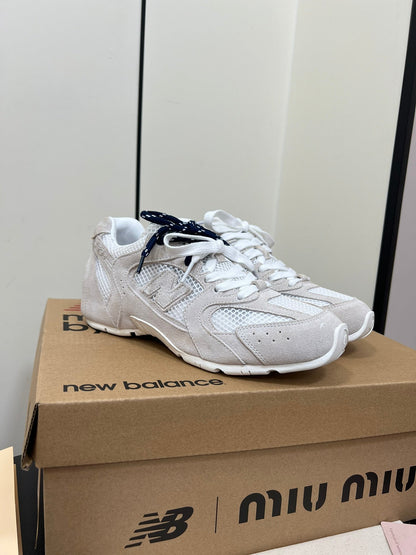 Miu Balance 530 SL Sneakers Gray And White Suede