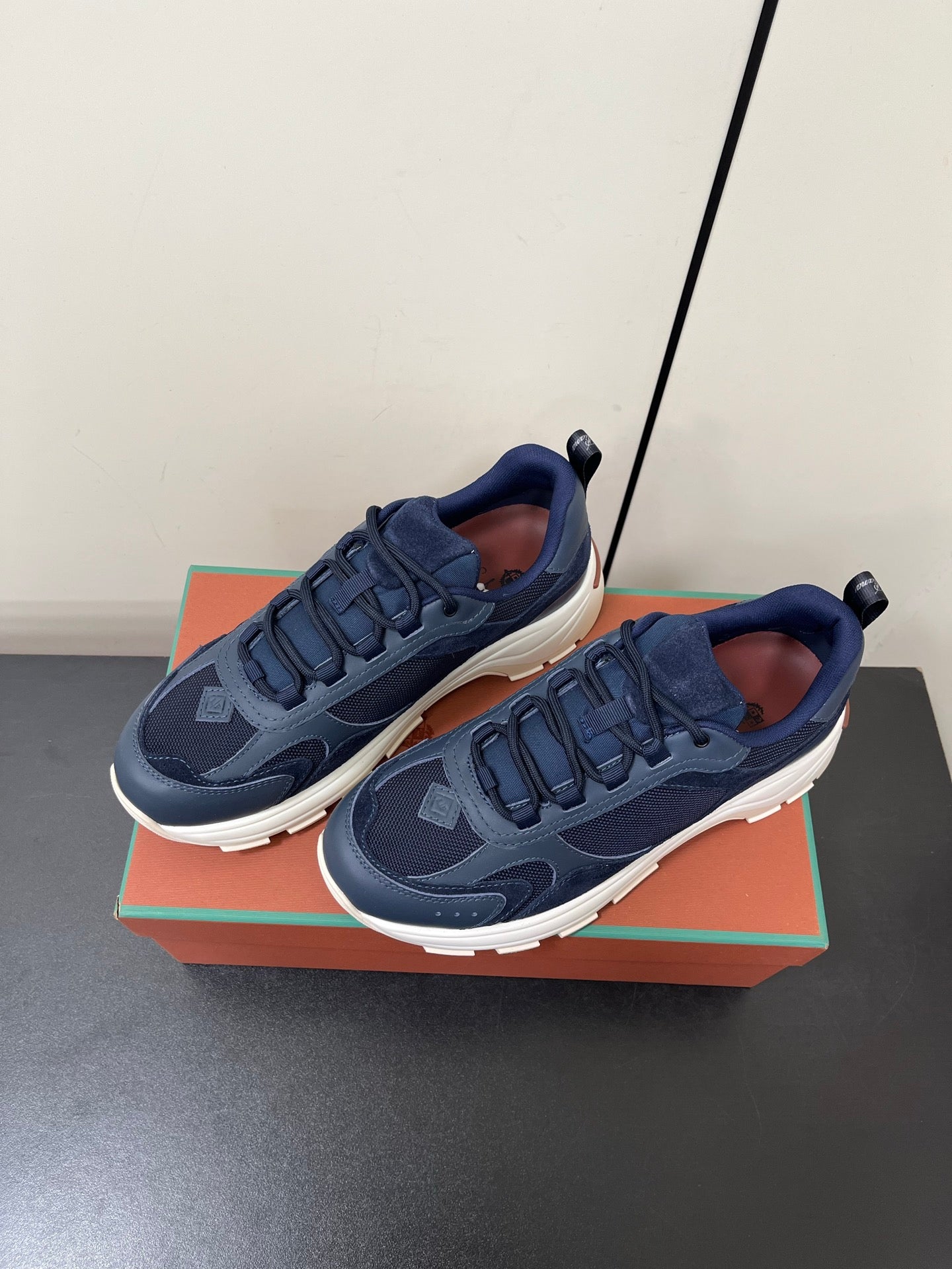 LP Cairn Walk Sneaker Navy Blue Calfskin and Fabric 210916