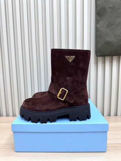 PRA Martin boots burgundy brown suede 443643