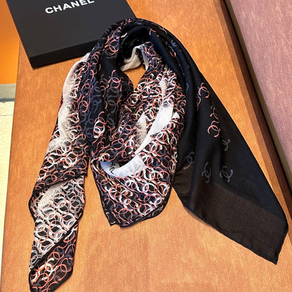 CC Square Scarf 140 CM In Colorful Cashmere Linen Fabric 371900