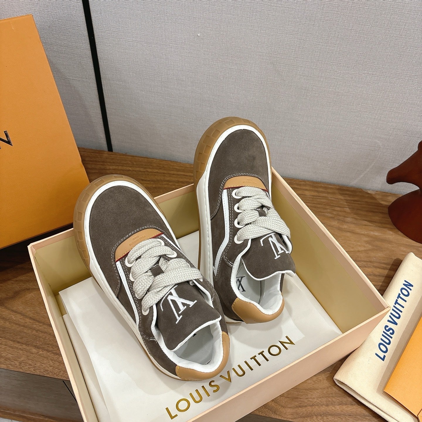 LV 2026 Tilted Sneaker Brown Suede Leather 594931